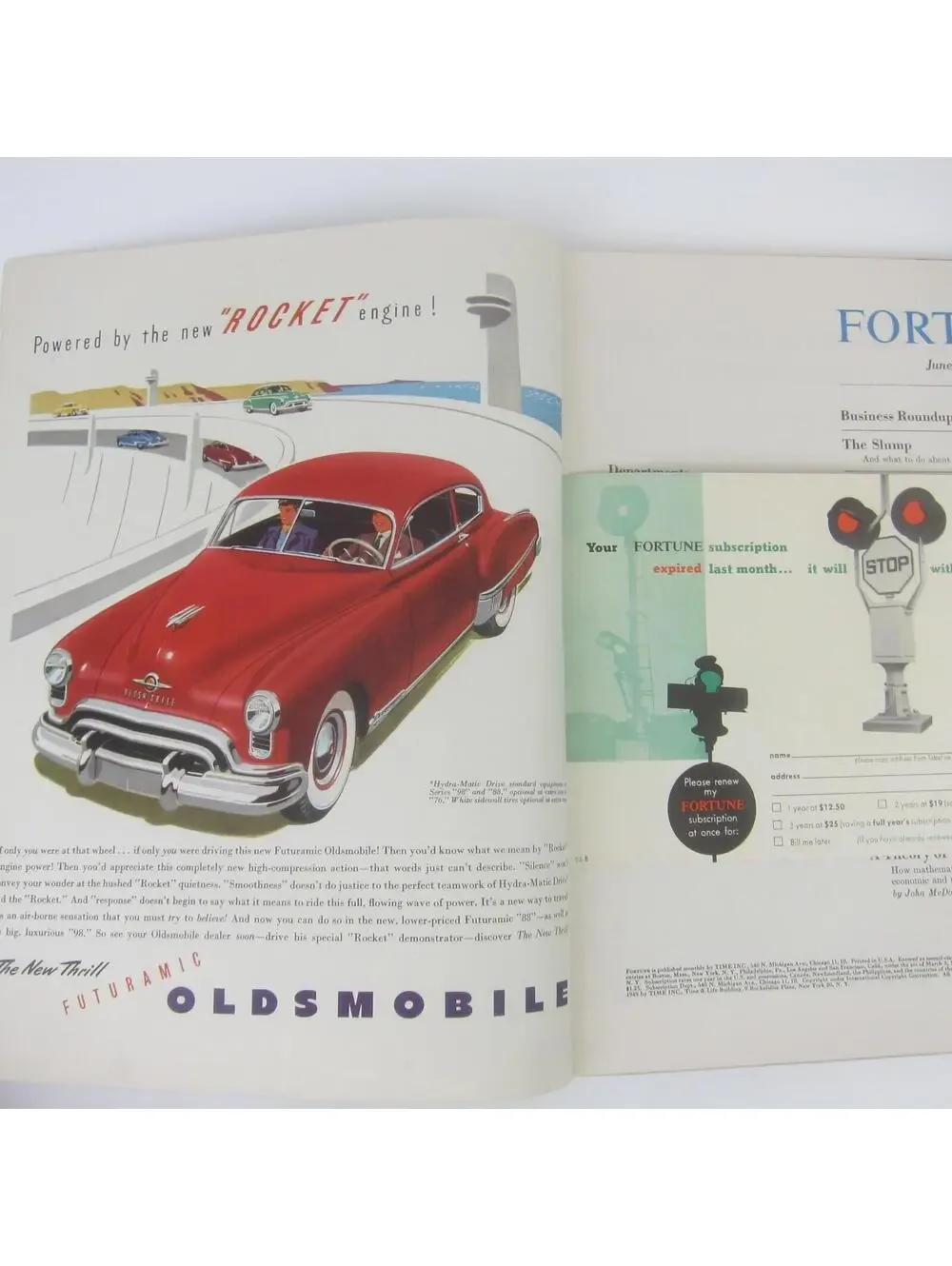 Vintage FORTUNE Magazine June 1949 Stephen Greene Cover Oldsmobile Cadillac Ads